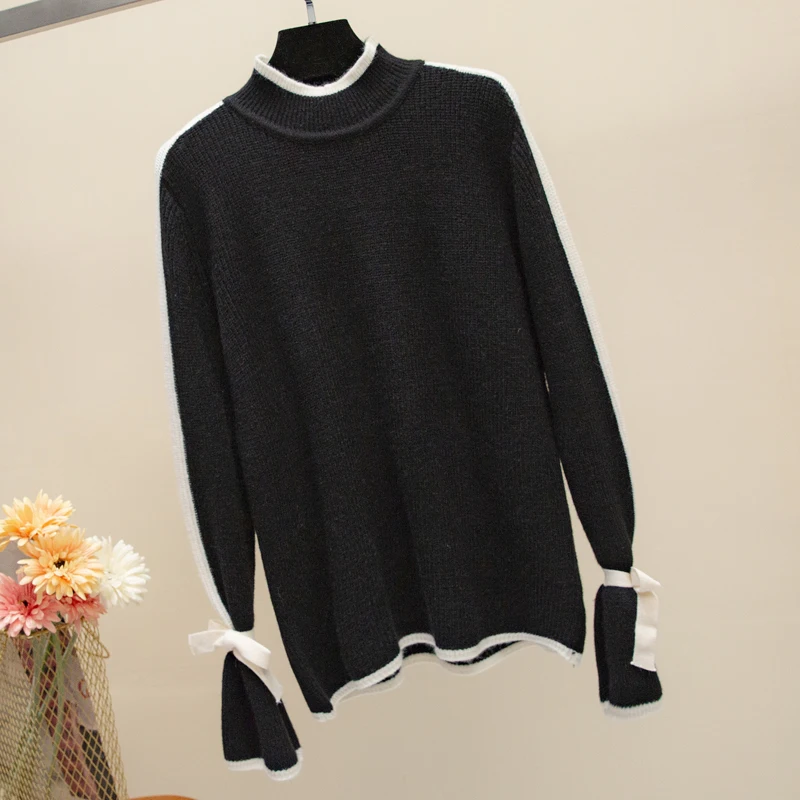 2018 New Fashion Women Sweaters Pullovers Female Loose Knit Long Sleeve Cuff Lace-Up Knitted Tops Female Half Turtlenck Sweaters 2018 New Fashion Women Sweaters Pullovers Female Loose Knit Long Sleeve Cuff Lace-Up Knitted Tops Female Half Turtlenck Sweaters