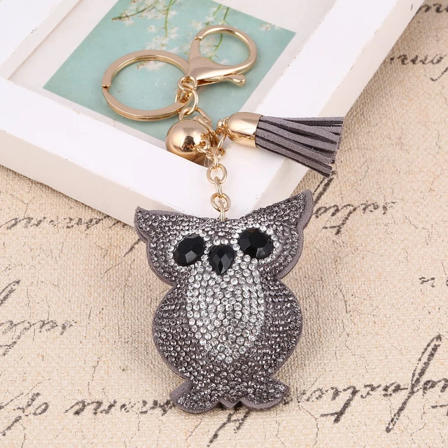 Porte-clés hibou en cristal, sac à main, sac à main, porte-clés, cadeau