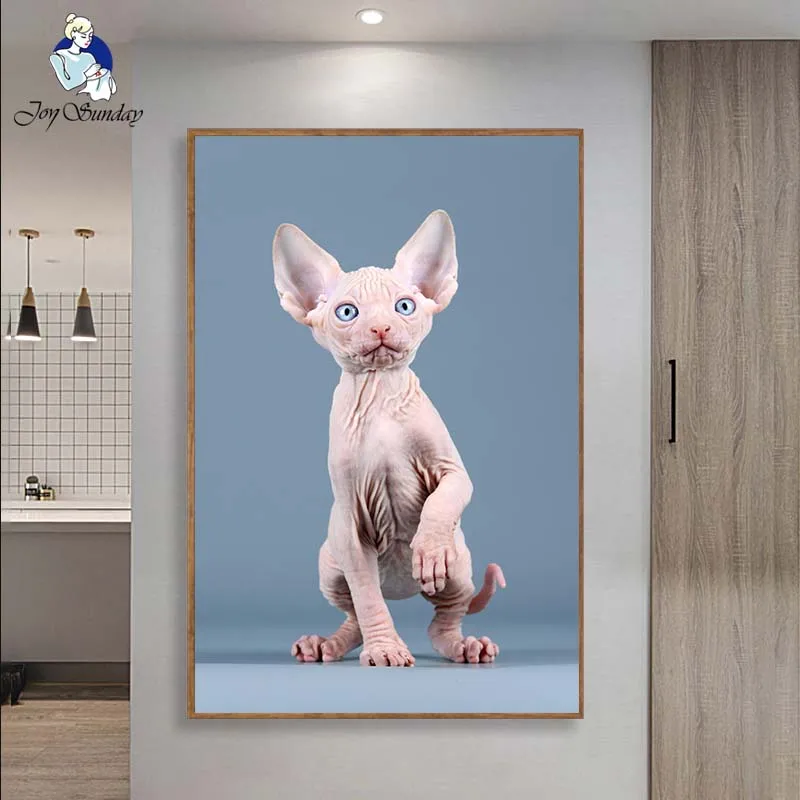 

JOY SUNDAY Diamond Embroidered Cat Mosaic Crystal 5D Cross Stitch Full Diamond Diamond Painting DIY Sticker Decorative Painting