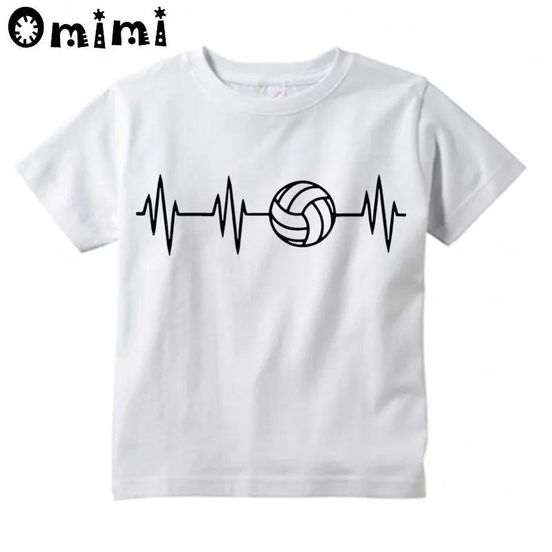 

Boys/Girls Heartbeat Of Volleyballer Printed T Shirt Kids Short Sleeve Tops Children's White T-Shirt