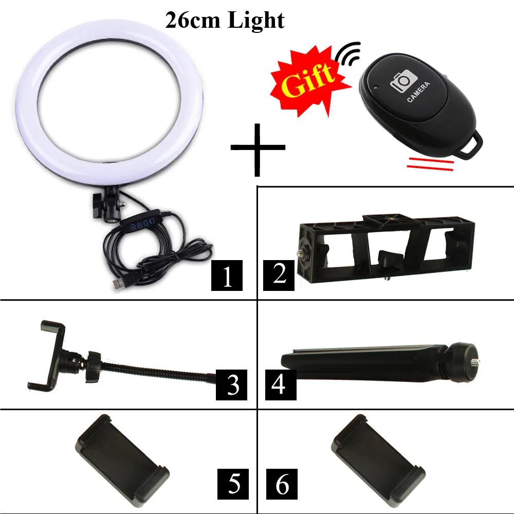 Photography Kit LED Ring Light Video YouTube Photo Ringlight Makeup Light Annular Lamp Bi-color 3200K-5500K 10 Level Brightness - Цвет: Черный