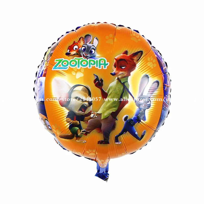 

wholesale 18inch 50pcs/lot Foil Balloons Zootopia Children's Birthday Party Balloon Helium Balloons Kids Gifts