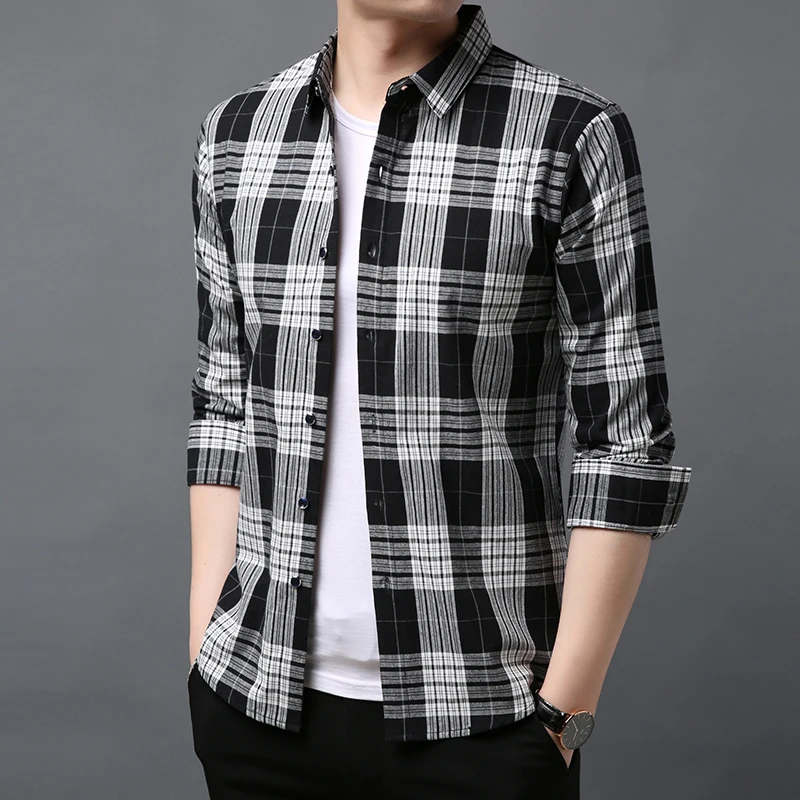 Модная брендовая дизайнерская мужская рубашка высокого качества с длинным рукавом, облегающая уличная одежда в полоску для тренировок, Новая повседневная мужская одежда