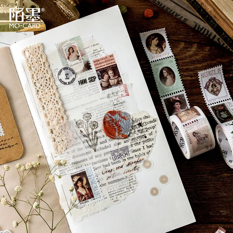 Винтажная почтовая серия Bullet Journal васи лента Ретро-марки для кофе декоративная клейкая лента DIY Скрапбукинг наклейка этикетка