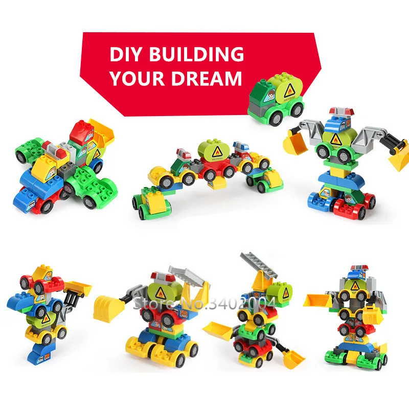 City Police Creator Vehicle Truck Car DIY Building Blocks Sets Educational Toys for Children Compatible LegoINGLY Duplo Bricks