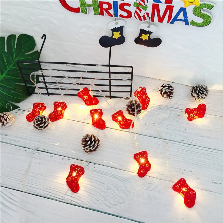 DCOO Christmas Socks String Lights 10 Metal Socks LED Battery String