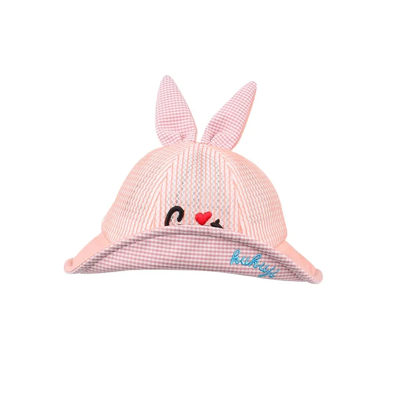 Mesh Bunny Baby Hat Breathable Soft Kids Hat Boys Girls Summer Sun Cap Wide Brim Lace Up Baby Hat With Ears Baby Girls Clothing (7)