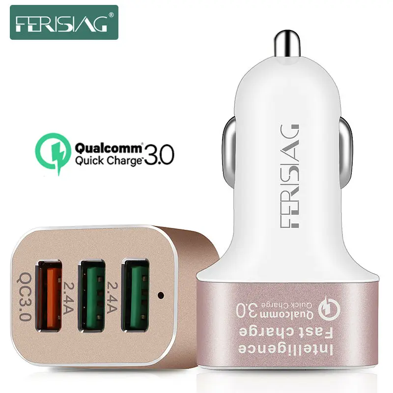 FERISING شاحن سيارة 3 منافذ المصغّر usb 5 V 9 V 12 V الهاتف المحمول سيارة-شاحن سريع تهمة 3.0 ل فون X/8/7 Xiaomi سامسونج LG