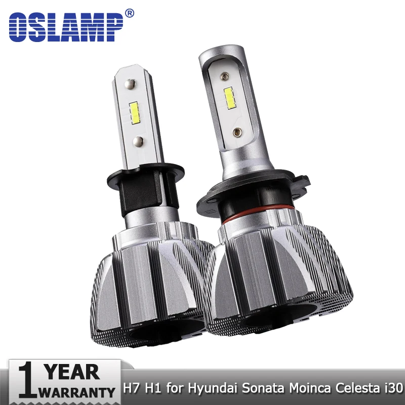 Oslamp автомобиля светодиодный лампы H7 H1 Hi lo луч 50 Вт 8000lm Авто налобный фонарь свет 12