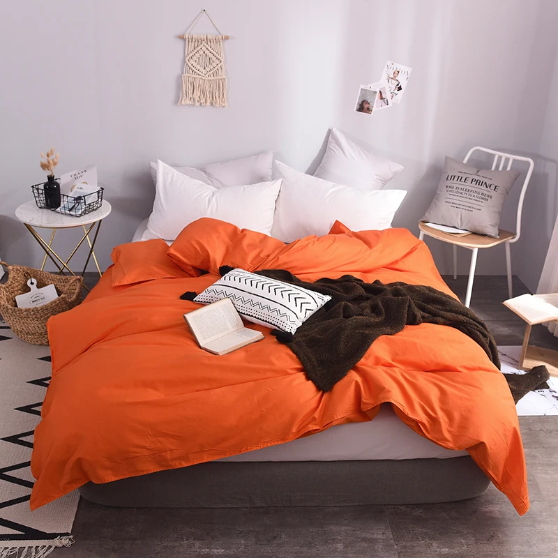 Stylish Bright Orange Solid Color Single Duvet Cover King Queen