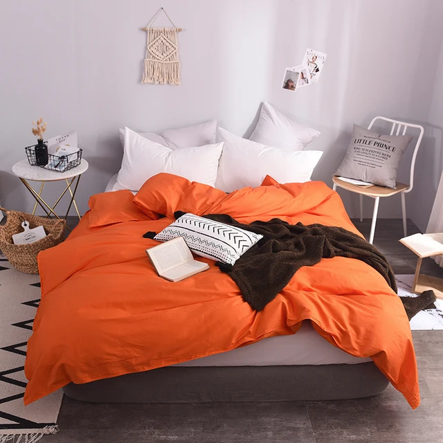 Stylish Bright Orange Solid Color Single Duvet Cover King Queen Size