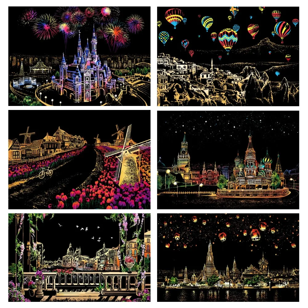 

Creative Scratch Scraping Painting DIY Handmade Decoration Drawing Paper For Kids Friends Birthday Christmas Thanksgiving Gift