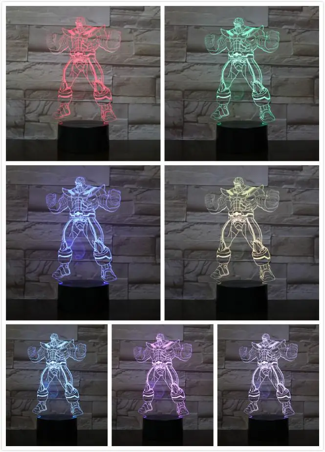 Usb 3d Led Night Light Marvel The Avengers Superheros Thor Hammer Rocket Raccoon Groot Thanos Figure Table Lamp Bedroom Neon - Испускаемый цвет: 9