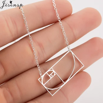 

Jisensp Science Jewelry Fibonacci Necklace Long Chain Golden Ratio Necklaces for Women Men Graduation Gift moda mujer 2019