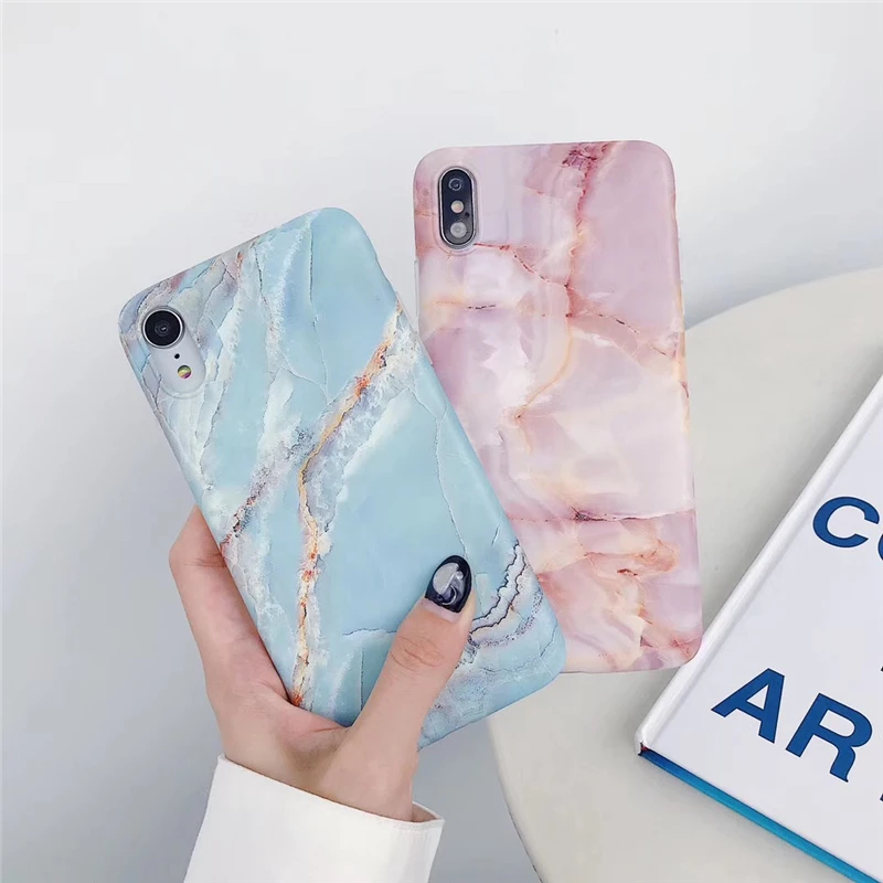 

For Fashion Cover iPhone 7 Soft Silicon Marble Phone Case for iPhone Xs Max XR X Funda Matte Coque for iPhone 6 6s+ 7 8Plus Etui