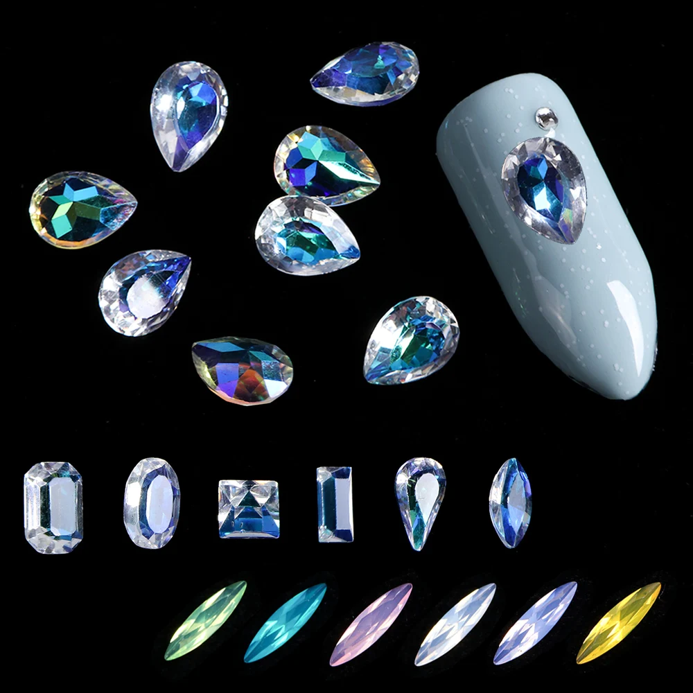 

1Pack Resin Nail Crystals Rhinestones Mixed Shape Shiny AB 3D Strass Nail Art Charms Jewelry Gem Stone Manicure Decoration JI888