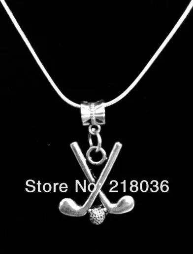  Vintage Silver Field Hockey  Necklace Pendants Charms Statement SNAKE CHAIN Collar Choker For Women Jewelry Gifts   10pcs Q571