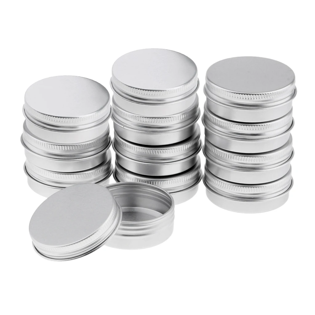12 Pack Aluminum Tin Jars 30ml Silver Screw Top Round Jars Metal Tin Cans Aluminum Containers Balm Tins