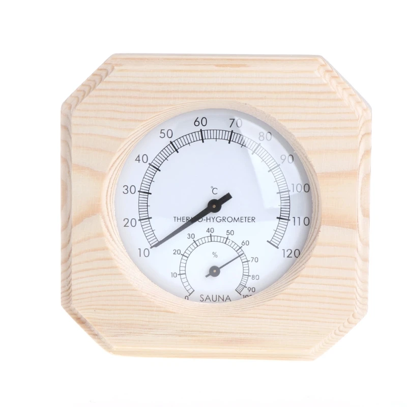 

Superb Sauna Room Wood Thermometer Hygrometer Hygrothermograph Temperature Instrument