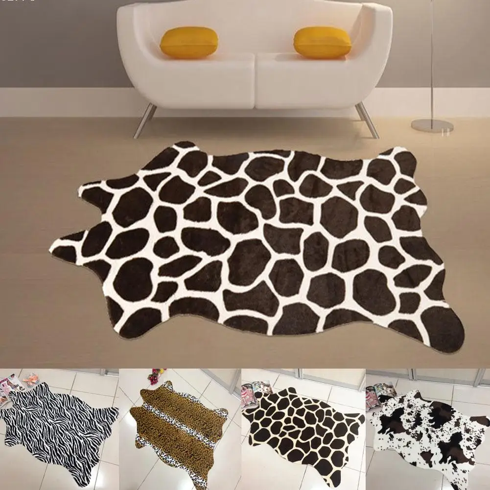 

110*75 CM Zebra Leopard giraffe tiger Cow Print Rug faux Cowhide Tricolor Cowhide Rug Animal printed carpet