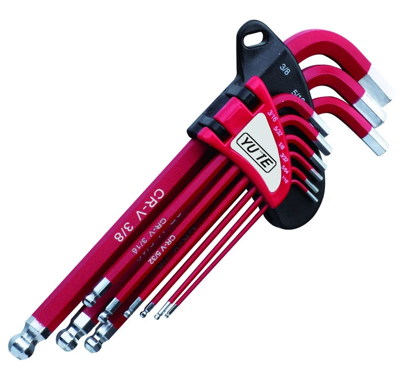 Free Shipping Yute 9PCS Extra Long Arm Allen Hex Key Wrench Set Ball