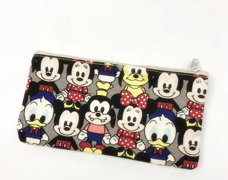 Disney new cute cartoon mickey mouse pattern purse casual student girl canvas sundries storage bag women cosmetic bag