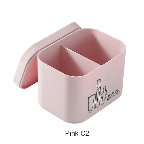 Pink C2 Пластиковый органайзер для макияжа, Женская Косметическая Помада, лак для ногтей, кисть для ресниц, уход за кожей, коробка для хранения, аксессуары для ванной комнаты, принадлежности - Цвет: Pink C2