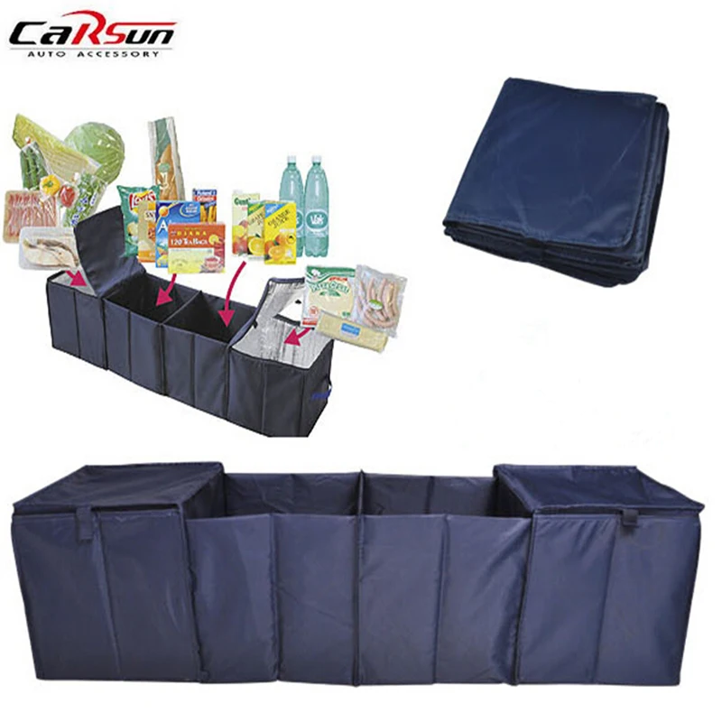 

4 Grid 600D Car Organizer Boot Stuff Storage Bags Organiser Car Stowing Tidying Interior Accessories Folding Collapsible