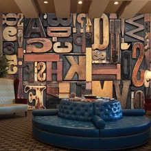 Европейская ретро настенная фотообои 3D стереоскопическая деревянная алфавитная настенная бумага для стен на заказ кафе бар настенная бумага