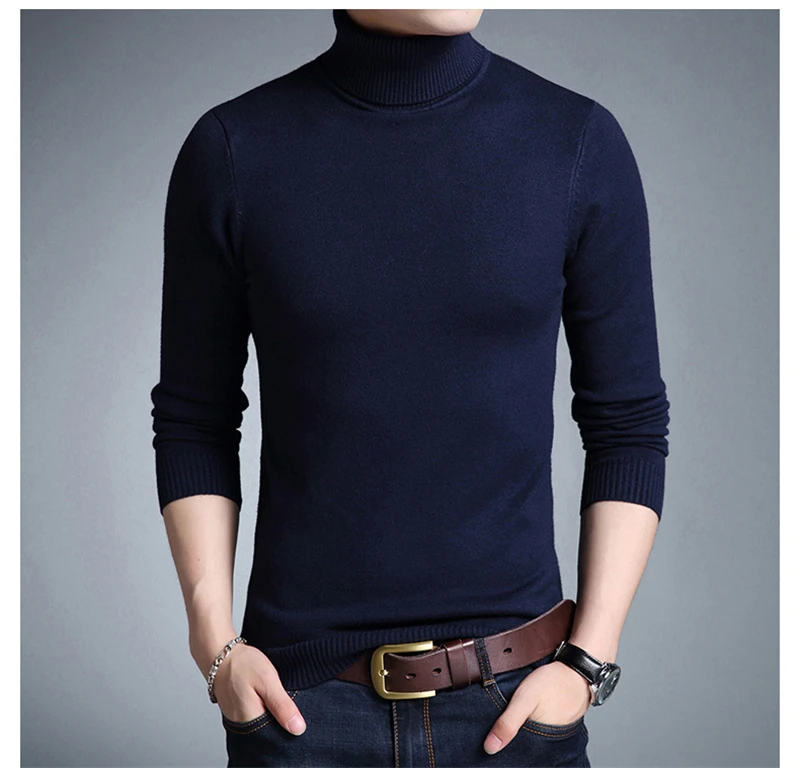 New Fashion Brand Sweater Men Casual Classic Turtleneck Pull Homme Winter Soft Warm Solid Color Men's Pullover Sweaters