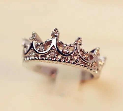 Rose Gold Модное кольцо Размер 5 6 7 8 9 Новинка принцесса серебро розовое золото модное и очаровательное для всех случаев Женщины Стразы Корона - Цвет основного камня: Rose Gold