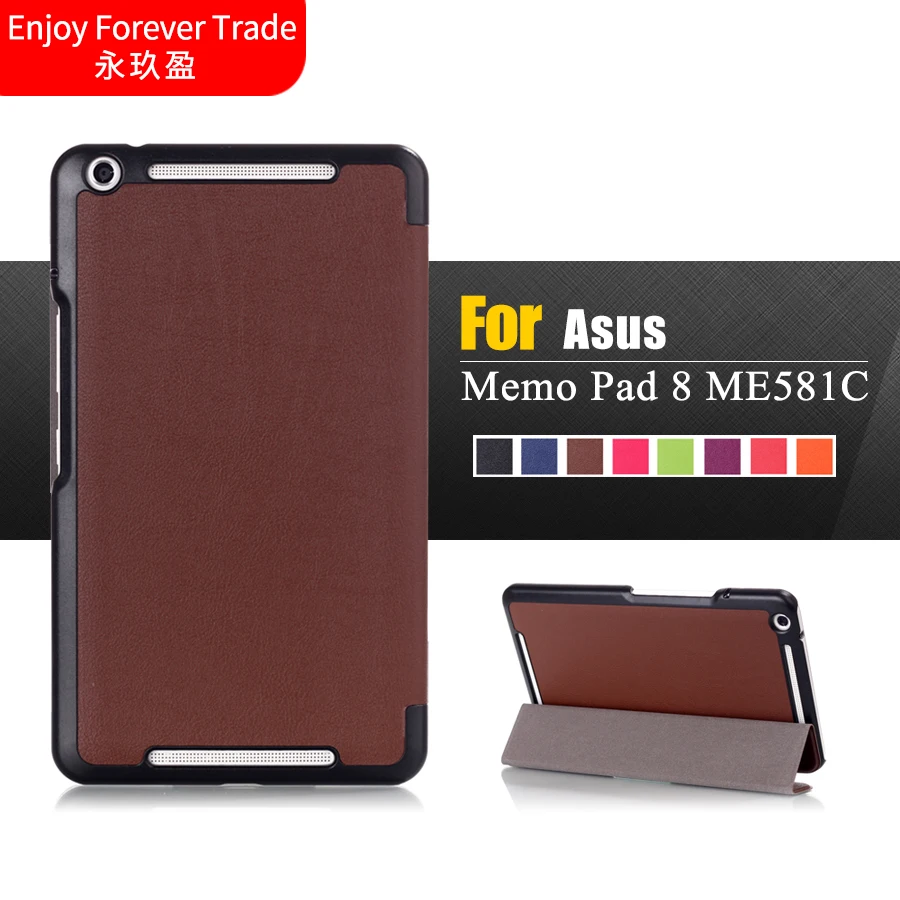

Case For Asus MeMO Pad Memopad 8 ME581C Me581 Me581cl Simple Design Tri-fold Custer Slim PU Leather Magnet Smart Case Cover