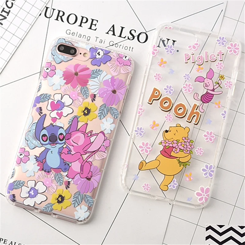 

100pcs Cartoon Mickey Minnie Mouse Case For iPhone 6 6s 8 X 7 Plus XR XS MAX Cover For iPhone 7 Plus Piglet Soft TPU Fundas