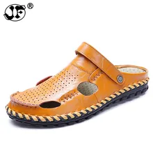 Высококачественные мужские сандалии; модные сандалии из натуральной кожи; мужские летние шлепанцы; дышащие сандалии; Sandalias Hombre