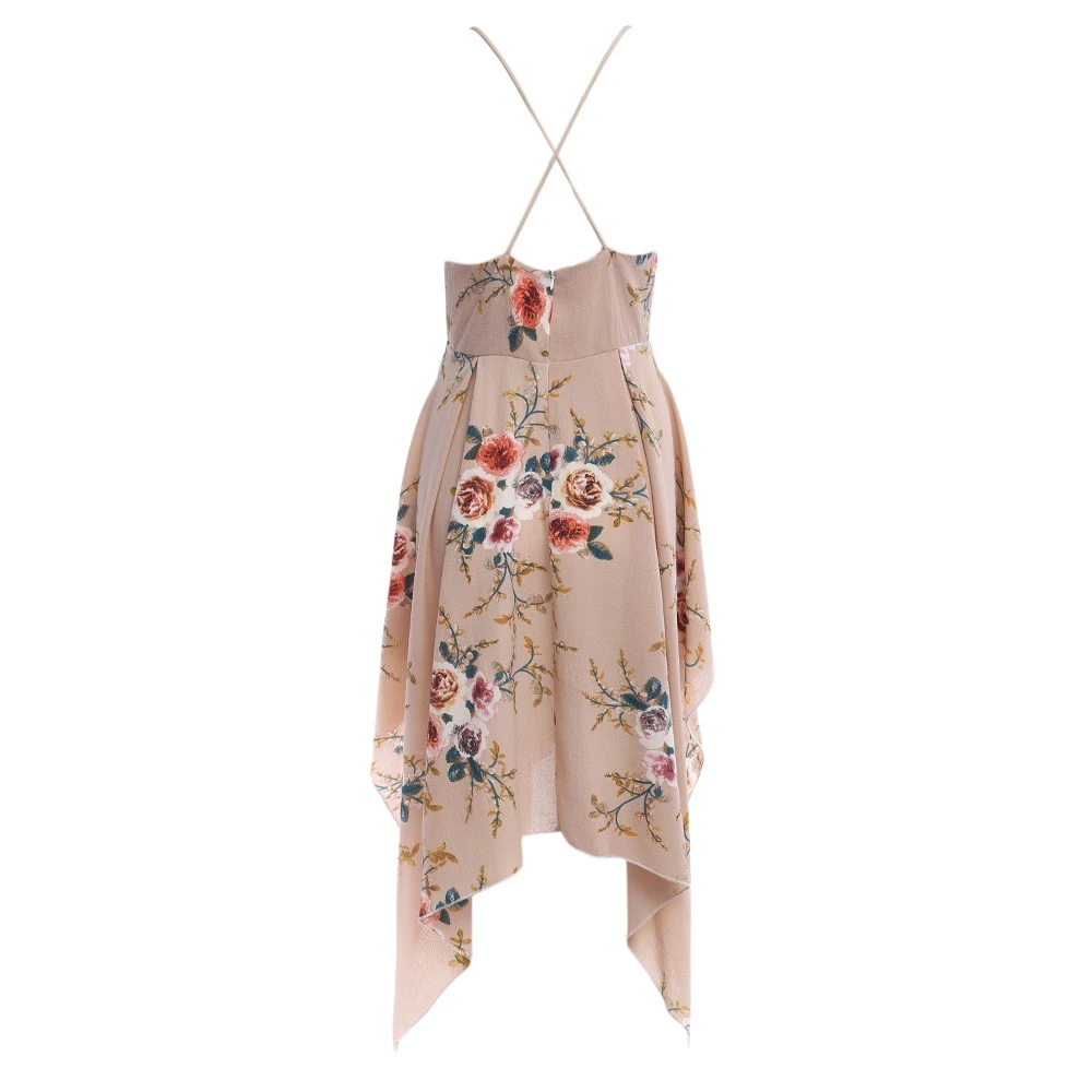 VESTLINDA Vintage Spaghetti Strap Floral Print Women V Neck Handkerchief Dress 2017 Summer Maxi Long Dress Sexy Party Dresses 5