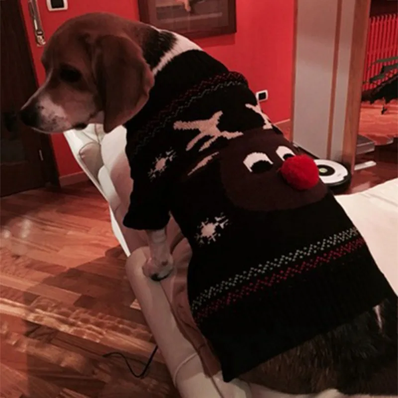 Рождественский свитер для собаки щенка Xmas Ткань Собака Водолазка трикотаж для зимы милый олень узор теплая одежда Поставки Рождество