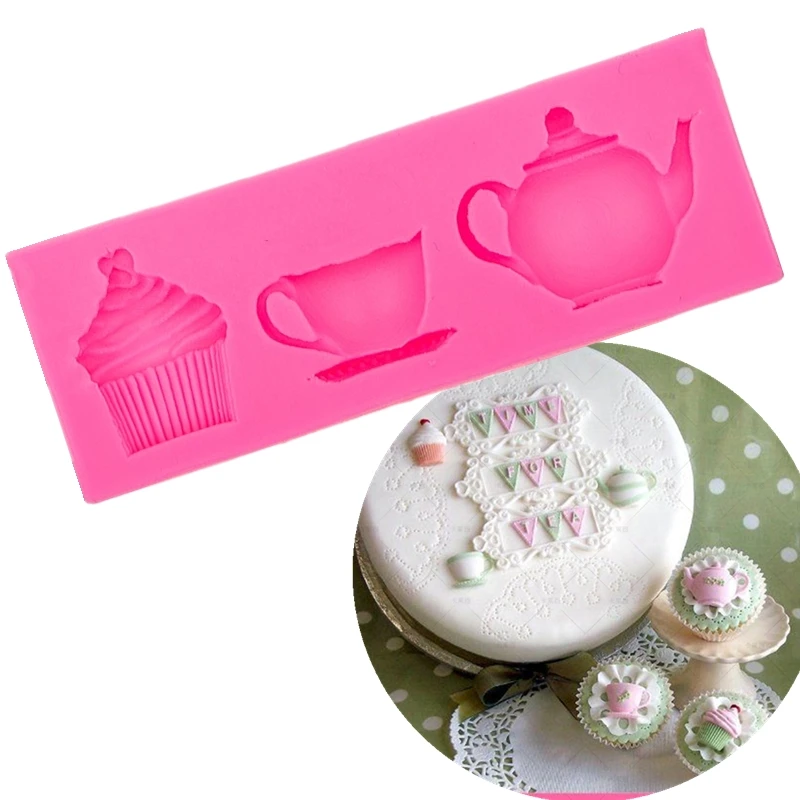 

Teapot Cup Ice Cream Shape Silicone Cake Mold Kitchen Baking Mold For Cookie Jello Chocolate Fondant Cake Decorating Tools