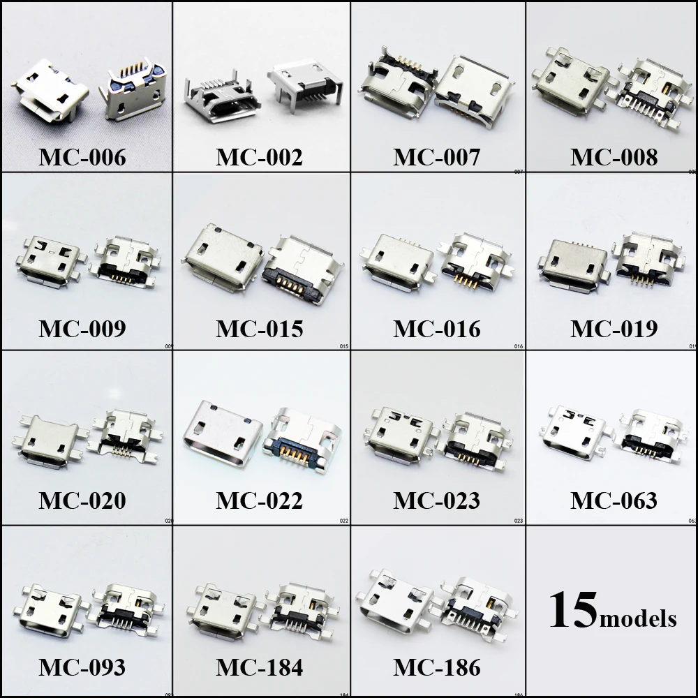 ChengHaoRan Universal dropship 15model Micro USB 5Pin jack Connector v8 port horn charging socket for Lenovo Huawei ZTE HTC etc. yuxi 10pcs micro usb 5pin connector 180 degree vertical patch mobile charging port jack socket dock