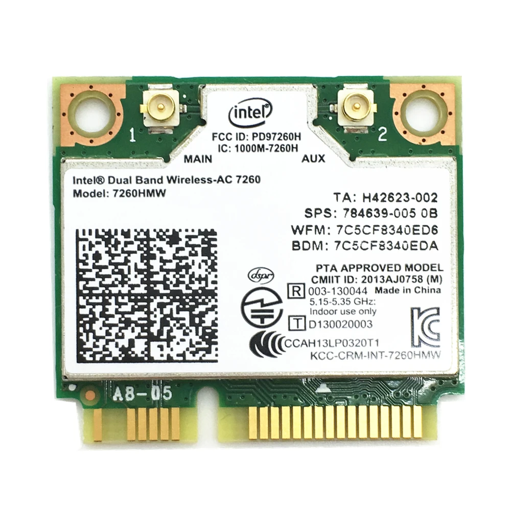 7260HMW двухдиапазонный беспроводной Intel 7260 802.11ac 867 Мбит/с Bluetooth 4 0 Беспроводная Wi Fi