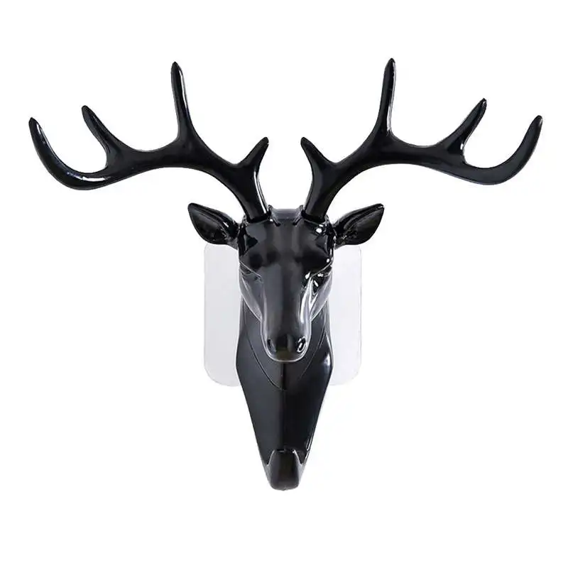 A 17*18,5 cmDeer head самоклеющиеся настенные дверные крючки, вешалка для ключей, липкий держатель, функциональный крючок, чугунный винтажный настенный черный 19mar19 - Цвет: A