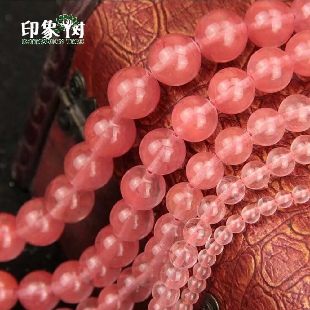 

4/6/8/10/12mm Pick Size Smooth Natural Salmon Stone Loose Bead Watermelon Red Tourmaline Cherry Crystal Bead Jewelry Making 2972
