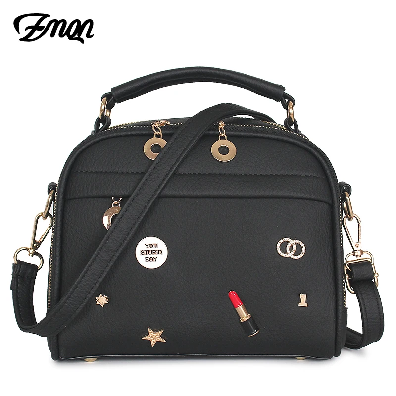 

ZMQN Women Messenger Bags Black Small Crossbody Bags For Women 2018 Fashion Leather Handbags Cute Flap Two Zipper Luxury Brands