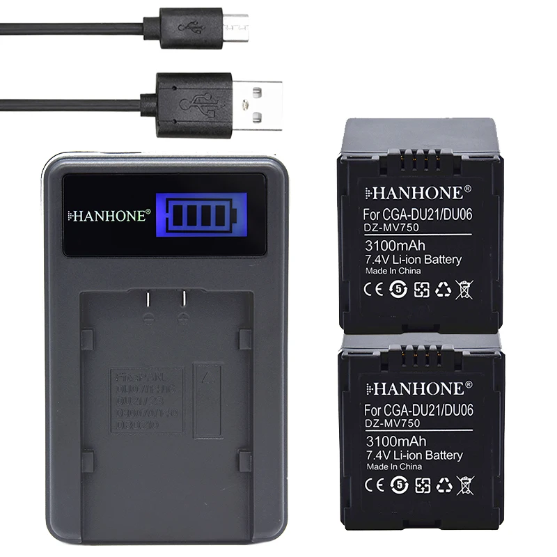 2 шт 3100 mAh CGA-DU06 CGA-DU21 CGR-DU06 CGADU21 Батарея+ ЖК-дисплей Зарядное устройство для Panasonic NV-GS330 GS500 GS408 GS400 MX500 GS508 PVGS90