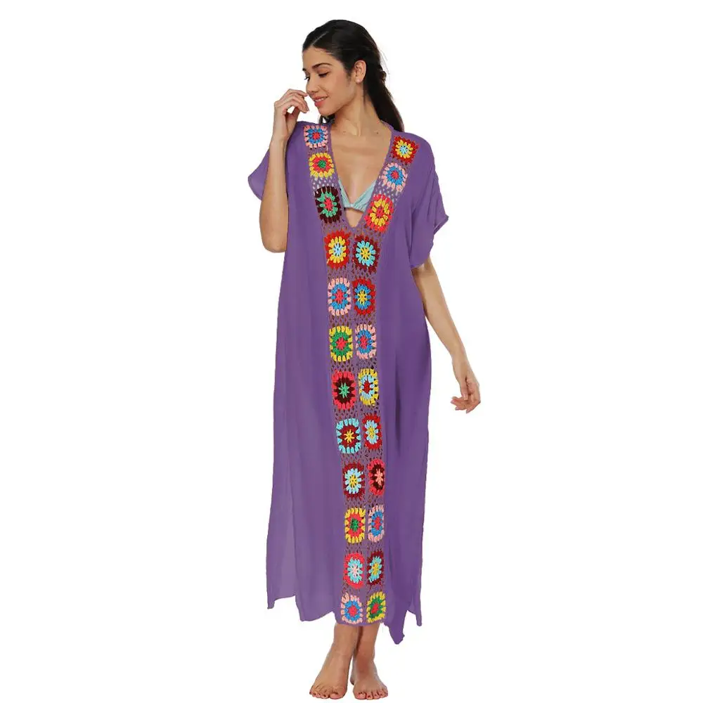 NASHAKAITE/платья для мамы и дочки; свободные пляжные саронги; купальный костюм с цветочным рисунком; платье «Мама и я»; семейный образ - Цвет: Purple Mother