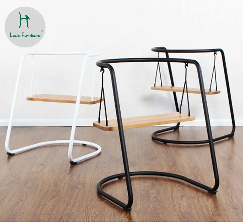 

Louis Fashion Living Room Chairs Iron Art Solid Wood Study Single Modern Simple Home Backrest Handrails Europe Leisure Balcony