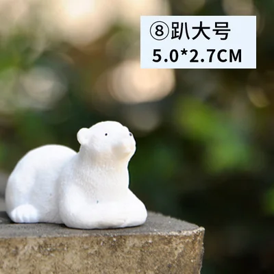 BAIUFOR Animal Miniatures Polar Bear White Lovely Mother Bear Keychain Material Terrarium Figurines DIY Fairy Garden Decor - Color: 8