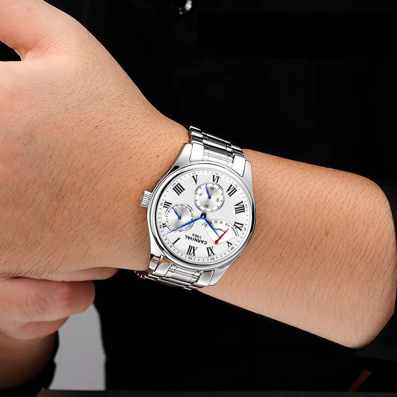 Карнавальный энергетический дисплей швейцарский Лидирующий бренд механические часы мужские военные Роскошные полностью стальные водонепроницаемые мужские часы reloj