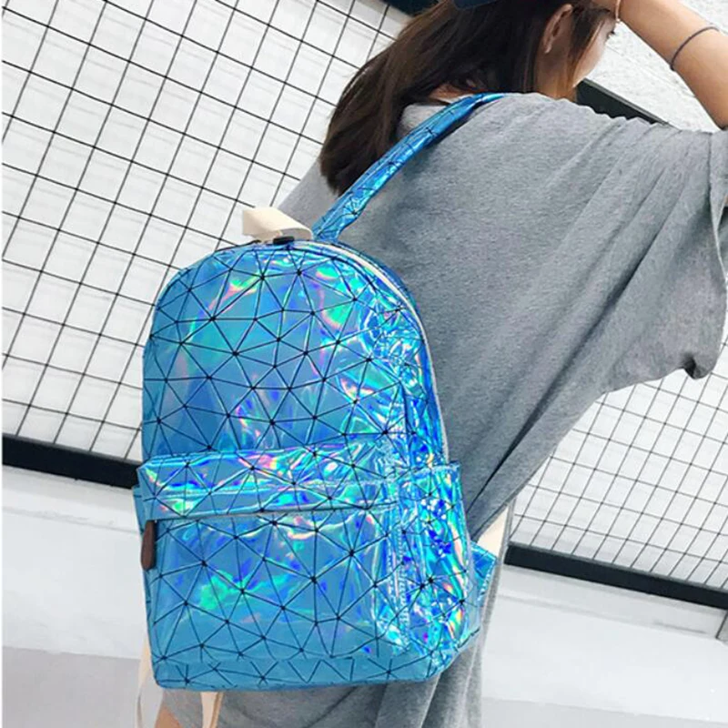 Yogodlns геометрический голографический рюкзак для путешествий мужские женские рюкзаки ПВХ лазерная сумка на плечо школьный рюкзак для студентов Повседневный