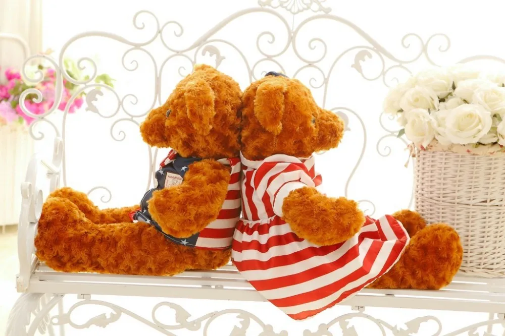 Флаг США мишки плюшевые игрушки бурый медведь кукла, большой 75 см мягкая подушка День Святого Валентина Присутствует, подарок на день