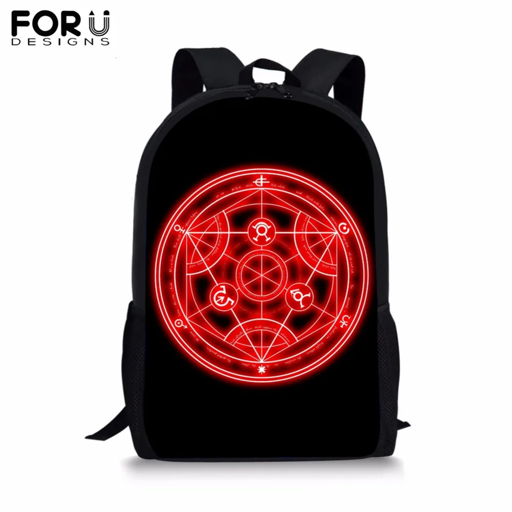 

FORUDESIGNS Magic Array Print School Bag for Kids Child Black Backpack Cool Magic Circle Bookbag Teenagers Student Bag Dropship